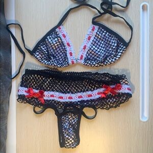 Sexy Fishnet Mini Skirt Lingerie Set – Body Zone Microcosm, One Size​